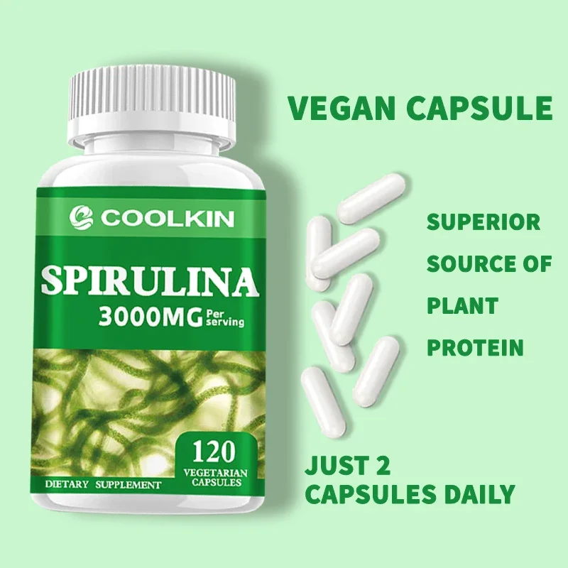 Spirulina Capsules 3000mg for Immune Health Cardiovascular Function Digestion