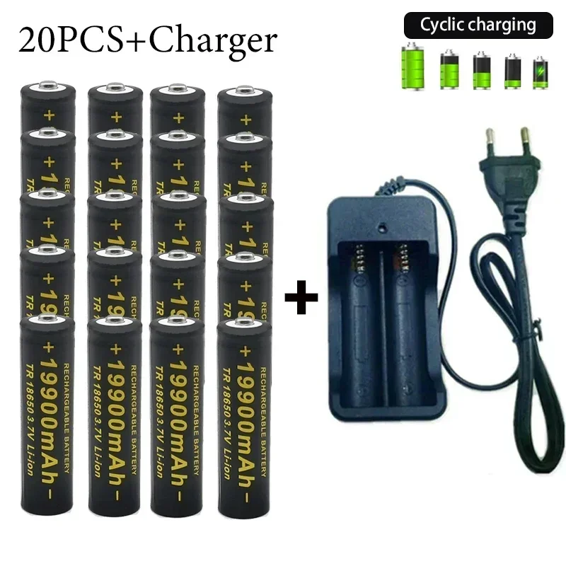 

18650 Battery Rechargeable Battery 3.7V19900mAh+Charger Capacity Li-ionBattery ForScrewdriver Remote Control 2024NewBest-selling