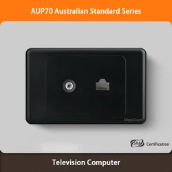 Black USB - C Wall Dual Socket with 1/2/3 - Gang Switch and Mobile Phone Charging Outlet (Television Computer)