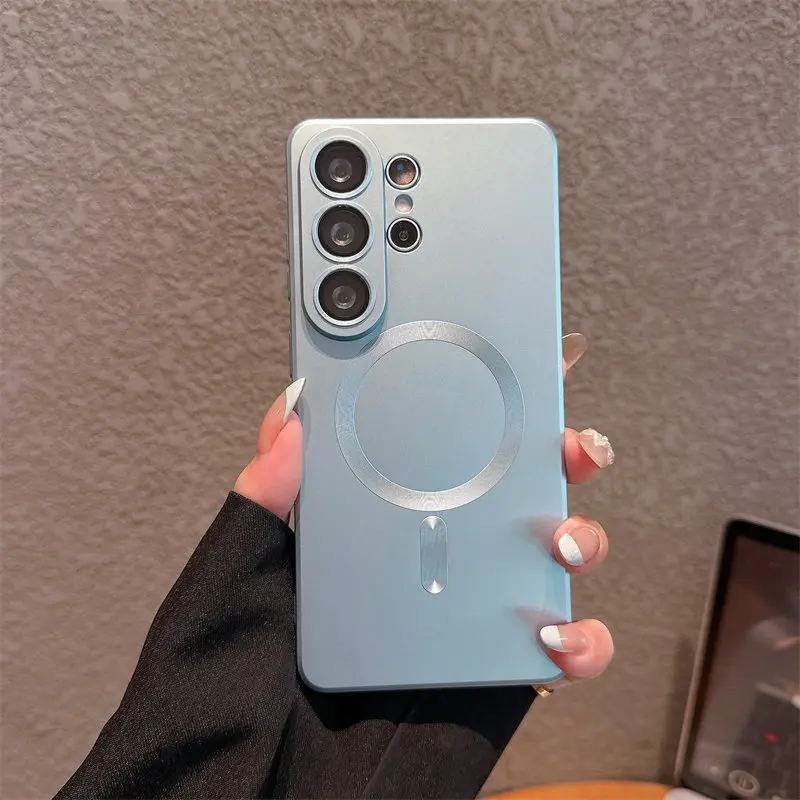Luxury Soft Matte Magnetic Phone Case with Wireless Charging Compatibility