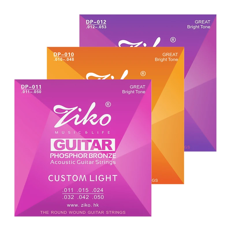 ZIKO Acoustic Guitar Strings DP 010 / 011 / 012 Steel Core Phosphor