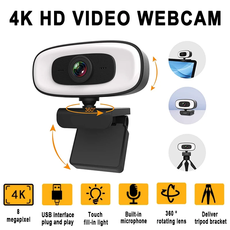 Akyta Webcam 1080p 30fps Webcam Avec Microphone, Caméra Web Pour