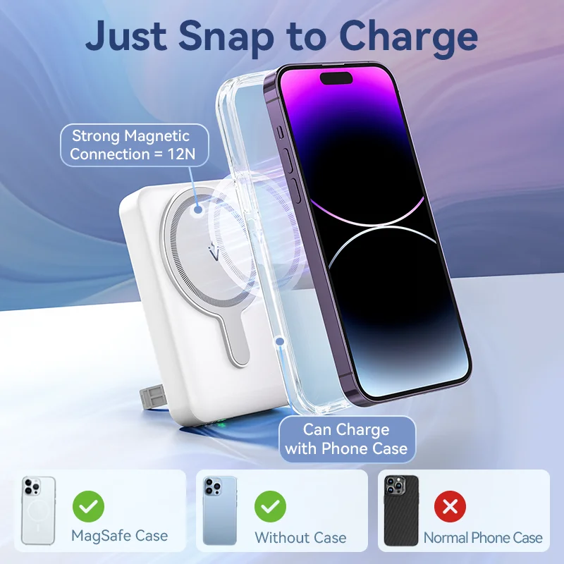 VENTION Mini Power Bank 5000 mAh con cavo USB C & Lightning PD 20 W Colorato