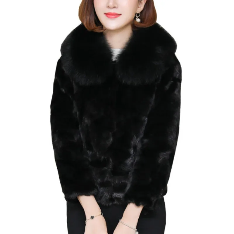 

Women's Autumn Winter New Fashion Elegant Solid Colored Fur Collar Temperament Versatile Long Sleeved Slim Fit Short Jacket