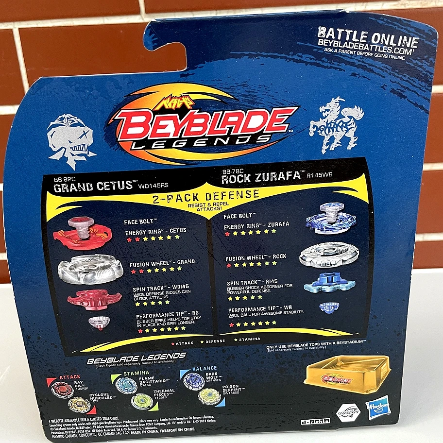 BEYBLADE BB-82C & BB-78C 록 주라파 R145WB 그랜드 세투스 + 록 주라파 2 팩, 베이블레이드 메탈 마스터, 설명 읽기