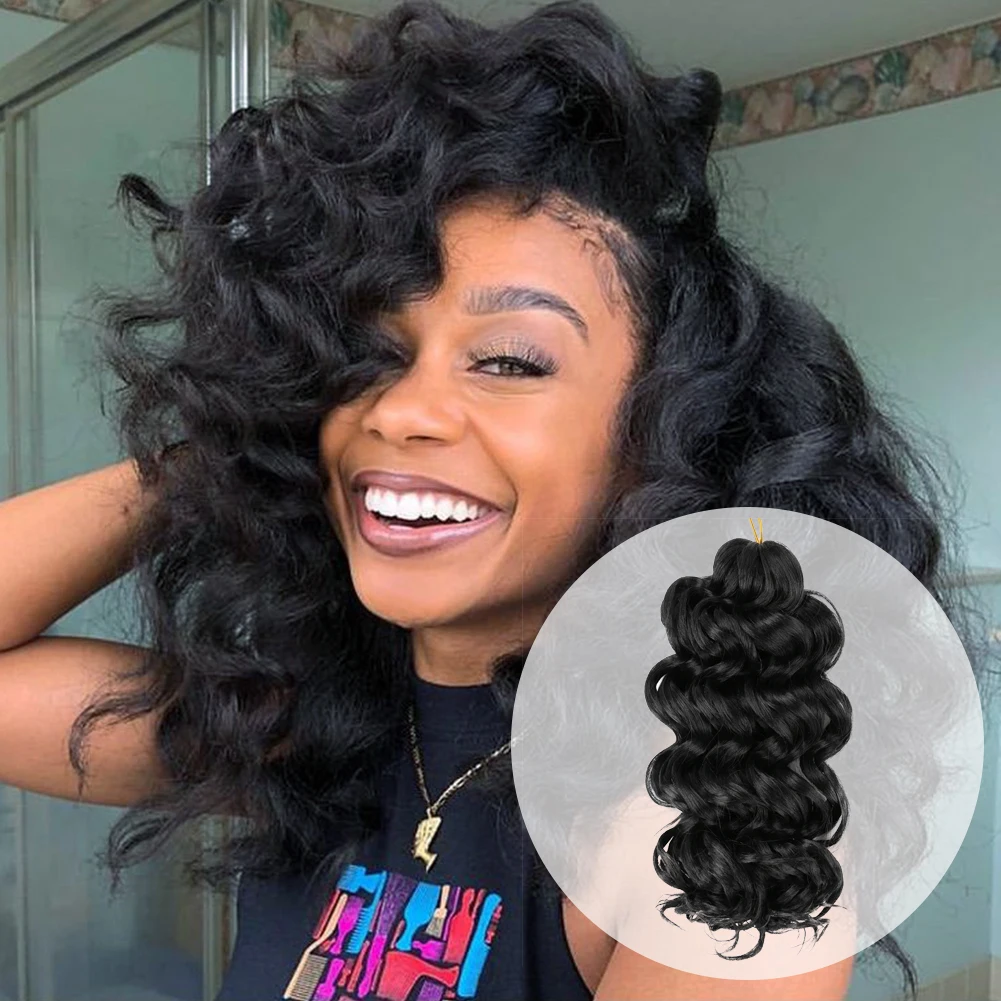 

Belle Show Synthetic Ocean Wave Crochet Hair Deep Wave Braiding Hair Short Bob Braiding Hair Wavy Braid Afro Curls