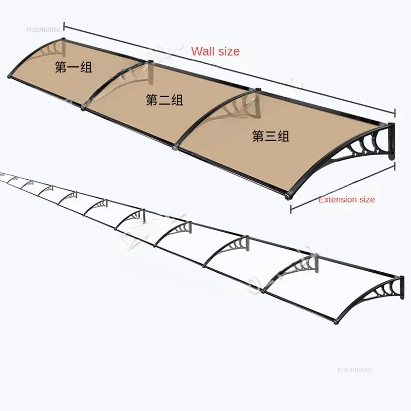 Silent Design Awning for Door Head Strong Durable Panel Rain Awnings Modern Household Aluminum Alloy Awnings for Outdoor Eaves