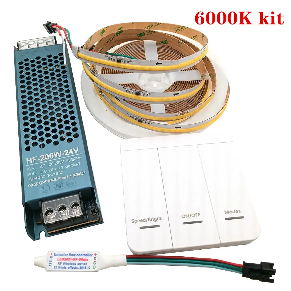 WS2811 Running Water Flowing COB LED Strip Light 24V Horse Race Sequential LED Ribbon With RF Touch Panel Controler 5M 10M Set