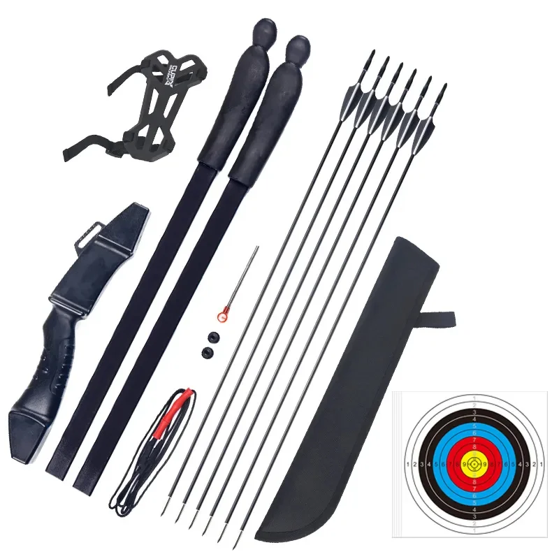 

41 Inches Recurve Bow Set 15 Lbs with 6 Pcs Fiber Glass Arrow Sight Finger Guard for Children Archery Shooting Practice
