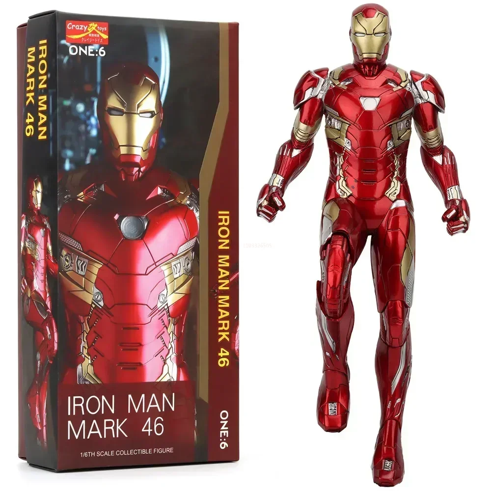 Figuras de anime de Marvel The Avengers de 30 cm, Iron Man Mk46, Spiderman escarlata, modelo de PVC, adornos, juguetes coleccionables, regalos para festivales