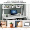 Computer Desk with Hutch, 47 inches Home Office Desk with Space Saving Design with Bookshelf for Small Spaces, Dark Walnut 3