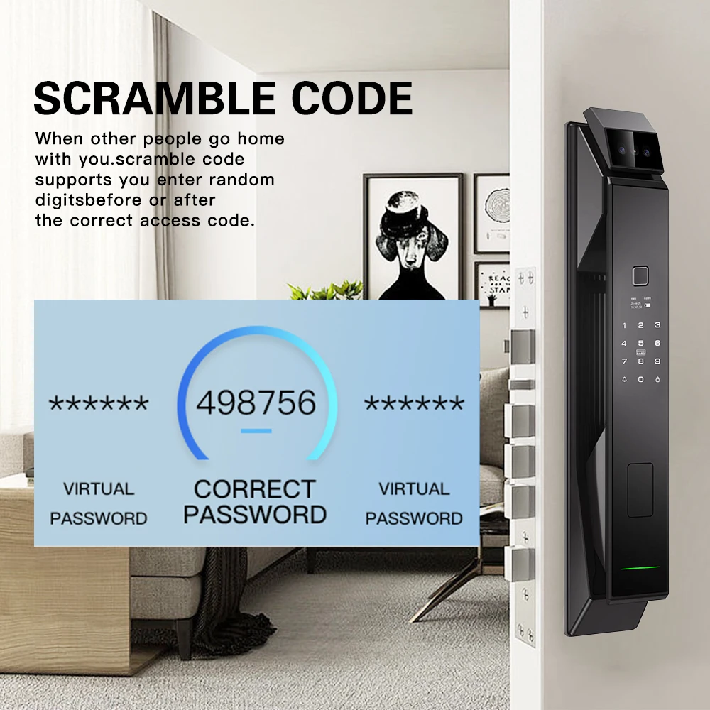 Tuya WiFi 3D Face Recognition Smart Lock with Fingerprint Password Card App Unlocking Face Capture Digital Electronic Lock - Image 3