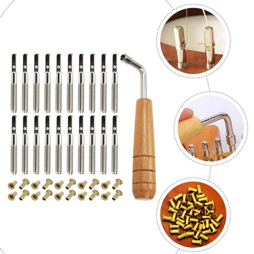 Harp Musical Instrument 1 Set of Professional Lyre Part Harp Sturdy String Nails Lyre Pegs Harp Slack Adjuster Tools Replacement Accessories