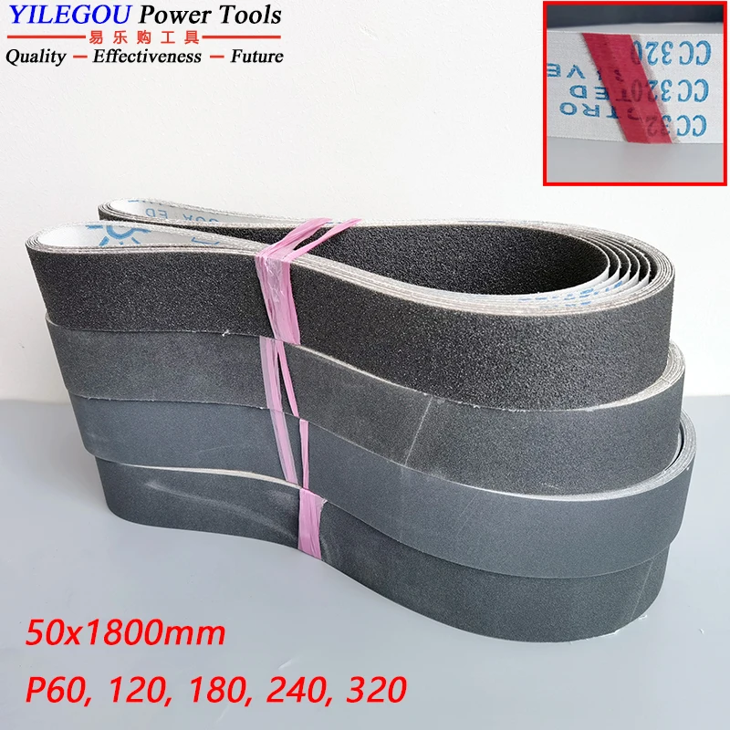 5Pcs 50 x 1800mm Sanding Belt For Metal. 2" x 71" Silicon Carbide Abrasive Band 1800mm * 50mm. Dry Wet Dual-Use P60-320 Mix Pack