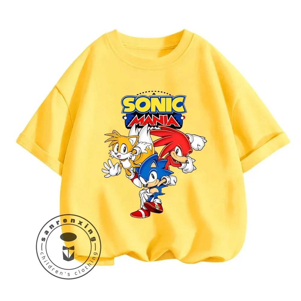Sonic The Hedgehog Boys Girls Summer Tees A Great Choice for Casual Wear Lightweight Comfortable For Every Day Easy-Going Comfy 6