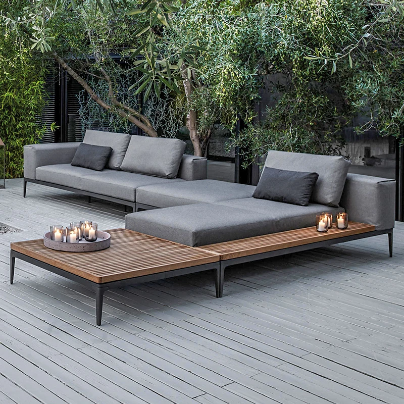 Outdoor Sofa Teak Frame Living Room Garden Terrace Furniture Set