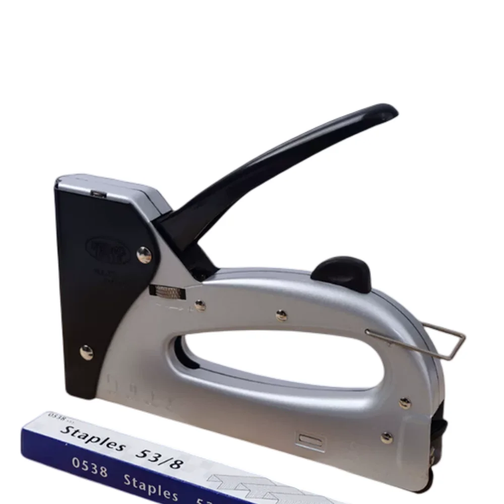 HeavyDutyStapleGunwith1000StaplesandSafetyHandleLockWork