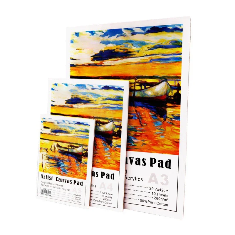 BOYUHII Painting Canvas 10 Sheet/Pack Oil Acrylic Painting Canvas Pad Paper  Book Painting Canvas Paper(A3) ATCYE (Color : A4)