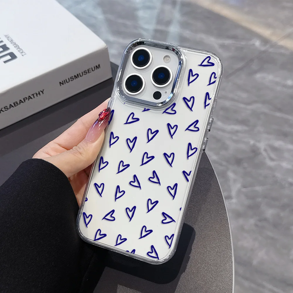 Chic Heart Leopard Graffiti Transparent Phone Case - Soft Silicone TPU Back Cover