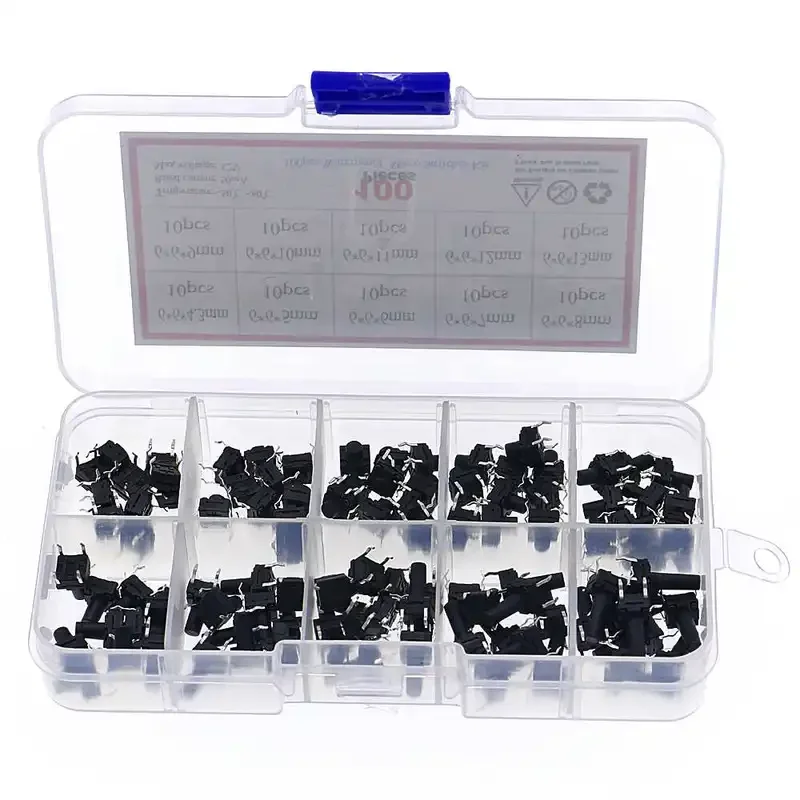 100PCs 10value 6x6 seal waterproof tact switch TV induction button dustproof micro switch assorted kit set