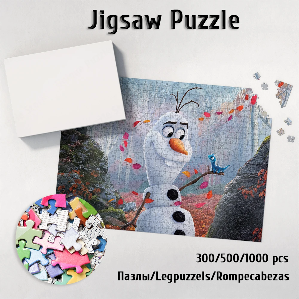 300/500/1000 Pieces Olaf Jigsaw Puzzles Disney Cartoon Board Games Disney Cartoon Movie Anime Toys Hobbies for Kids for Adults customized product z edition collectible cards japanese anime dbz bronzing ssr tcg cards game board cards