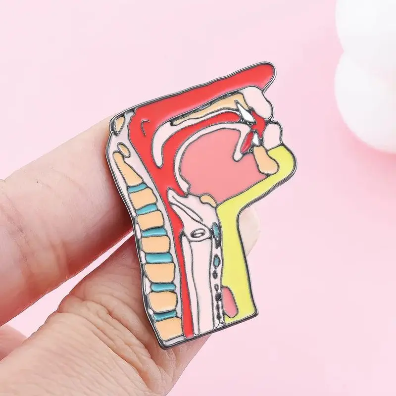 

Medical Throat Anatomy Diagram Enamel Pin Classic Biological Anatomy Cartoon Lapel Collection Brooch Bag Badge for Friend Gift