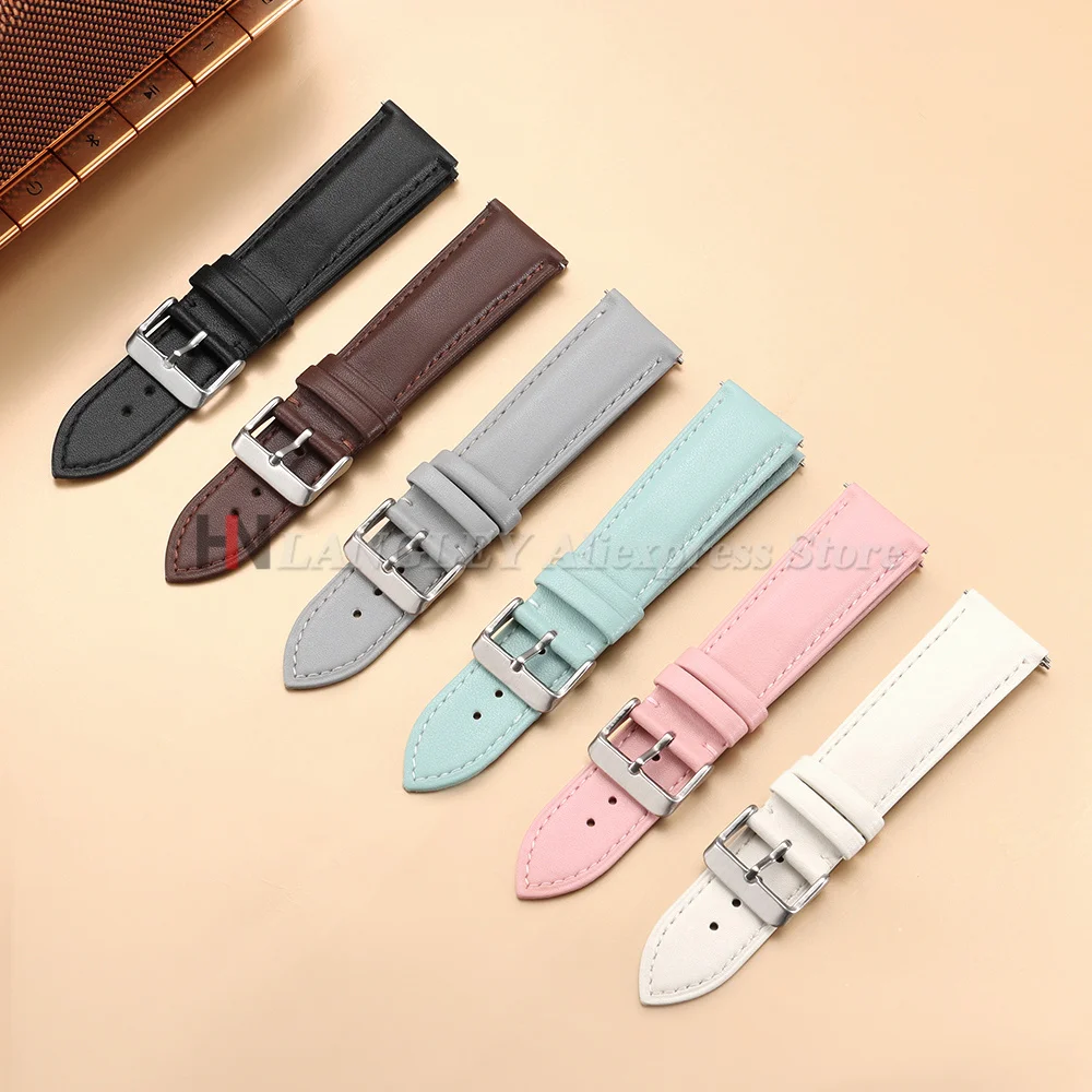 Elegant Calf Leather Quick Release Watch Strap with Silver Buckle