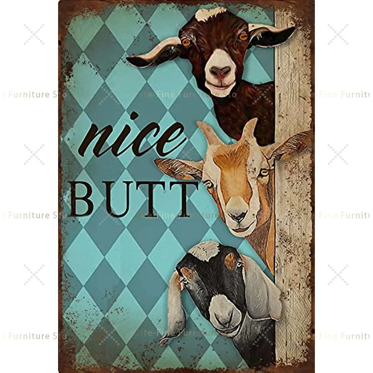 

Graman Nice Butt Goats Metal Tin Sign Wall Vintage Retro Poster Plaque Cute Goats Home Bedroom Bathroom Wall Decor ,8x12inches