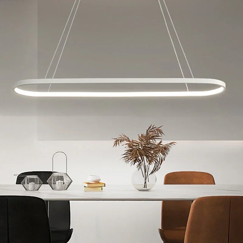 Modern LED Pendant Light Simple Line Lamp For Living Room Dining Room Bedroom Black  White Haning light Home Decor Lightings