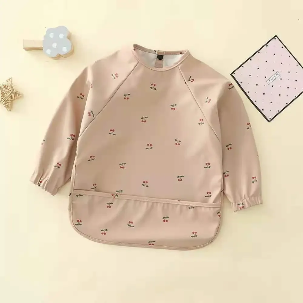 Kids Bibs Cartoon Animal Print Waterproof Bib Baby Food Bib Baby Rice Pocket Accesorios Bebe Long Sleeve Apron 4