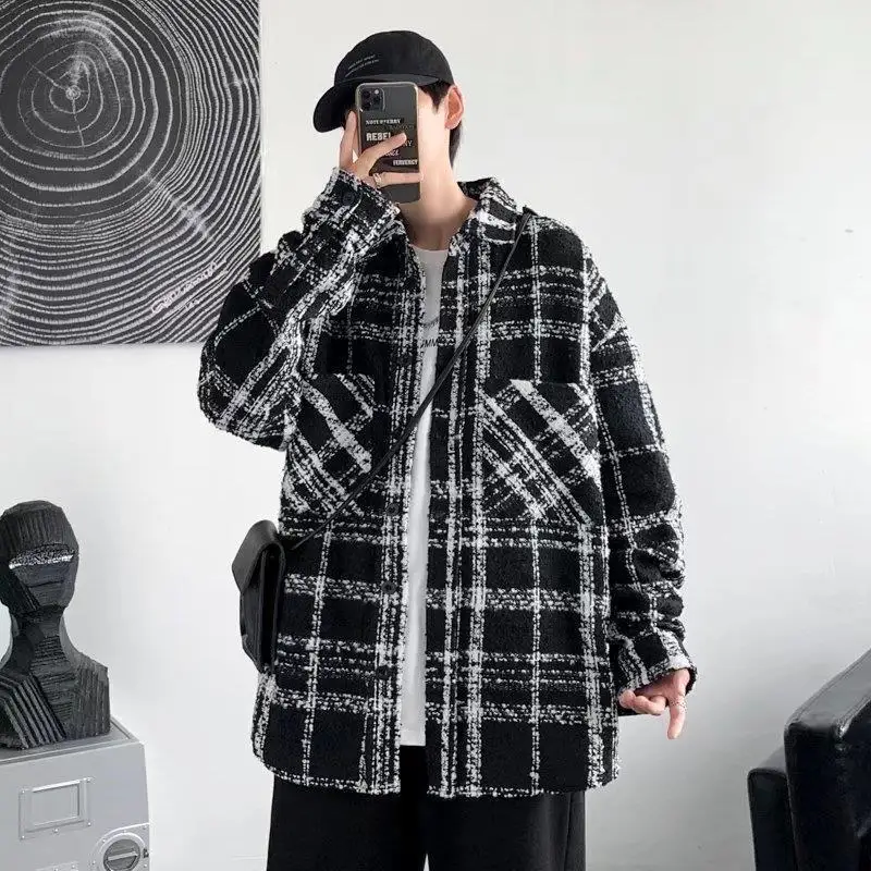 

Plaid Jackets Men Leisure All-Match Loose Korean Style Temperament Loose Tender Stylish Slouchy Normcore Prevalent Advanced Ins