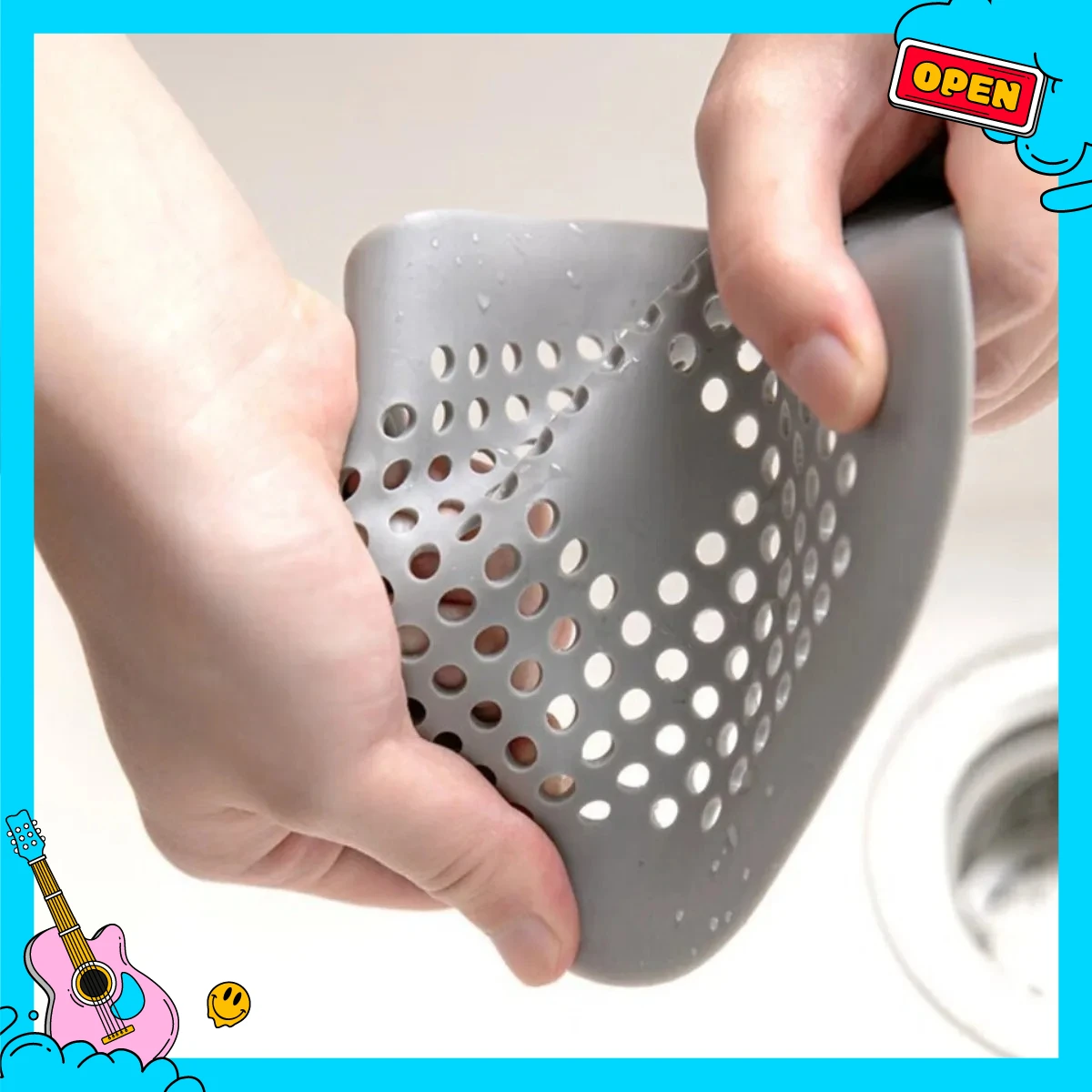 Description Picture 5 of itemShower Drain Plug Hair Catcher Stopper Kitchen Sink Strainer Sewer Silicone Bathroom Floor Bathtub Water Filter Home Accessories