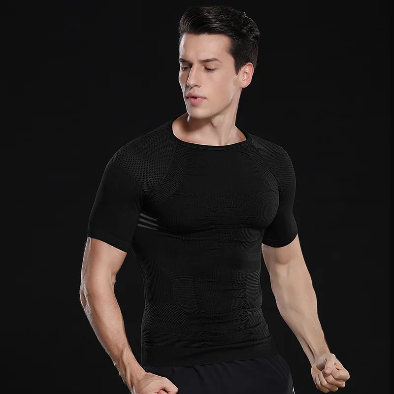 Men Sweat Chest Binder Shirts Gynecomastia Tops Body Shaper Slimming Waist Tight Underwear 
