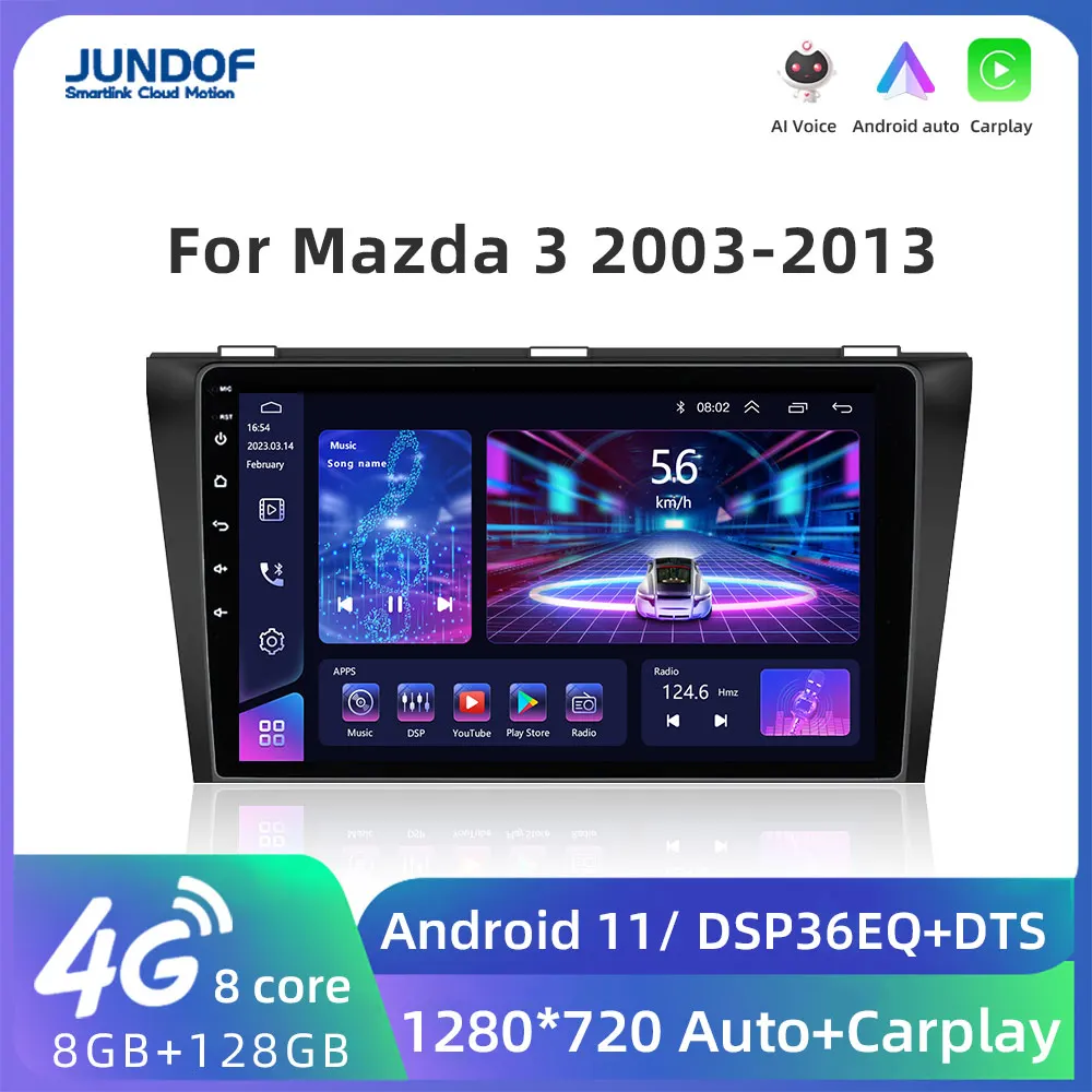 

Мультимедийный плеер JUNDOF, автомагнитола 2DIN, 9 дюймов, Android, для Mazda 3 2003, 2004, 2005-2013, Maxx Axel, автомагнитола без DVD, GPS, стерео
