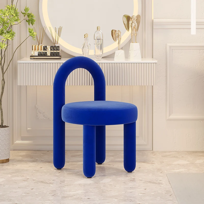 

Nordic Bedroom Makeup Chair Living Room Furniture Armchair Backrest Dining Chair Creative Designer Flannelette Leisure Chairs