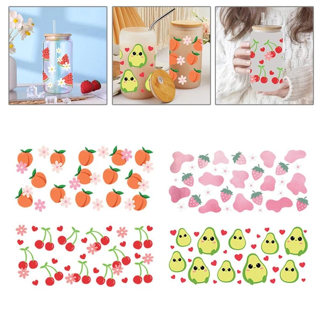 Cartoon Fruits Print Cup Sticker Fashion Crystal Label UV DTF Transfers Stickers  For Glass Cups Selfadhesive Waterproof 25c Z5X1 - AliExpress