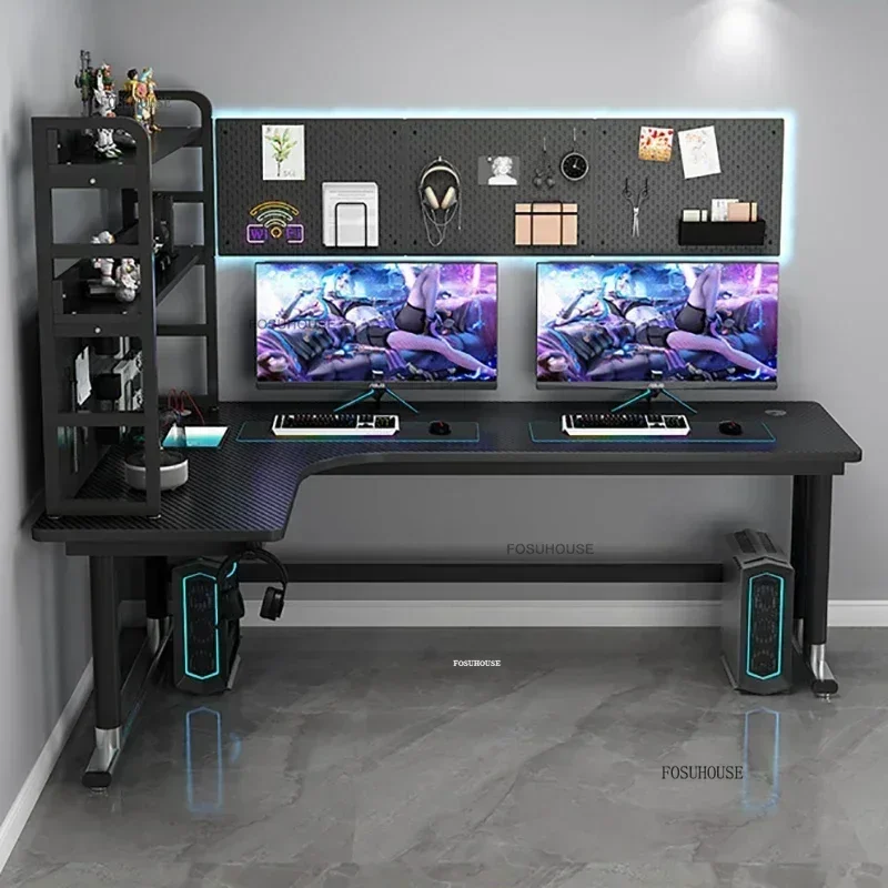 Luxury Wooden Computer Desks European Office Furniture Home L-shaped Office Study Desk Storage Rack Designer Corner Gaming Table