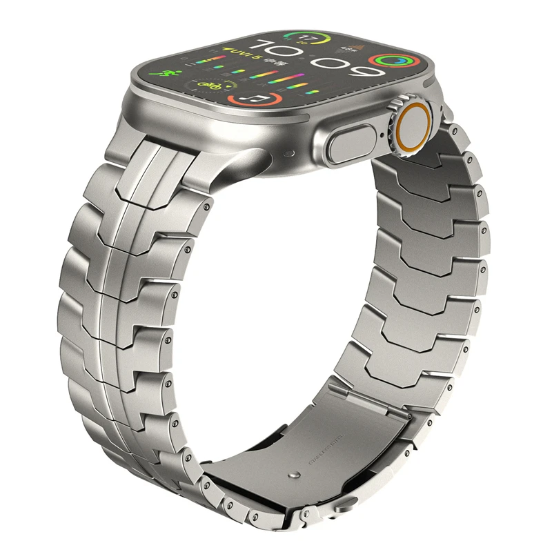 Titanium Stainless Steel Watch Band - Elegant Metal Bracelet in Titanium Color