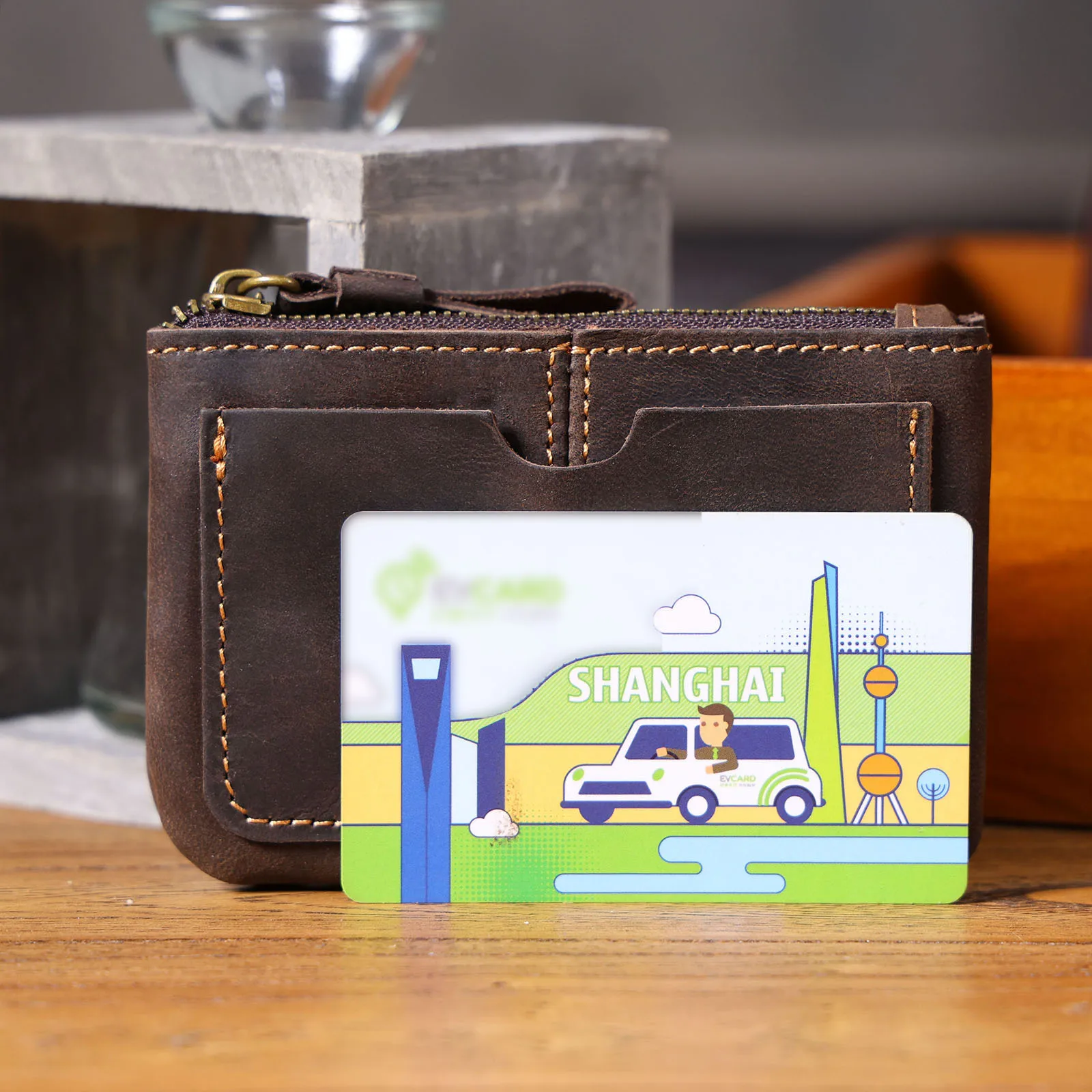 Genuine Leather Mini Card Holder Coin Purse Crzay House Leather-Perfect for Carrying Coins, Cards, and Keys