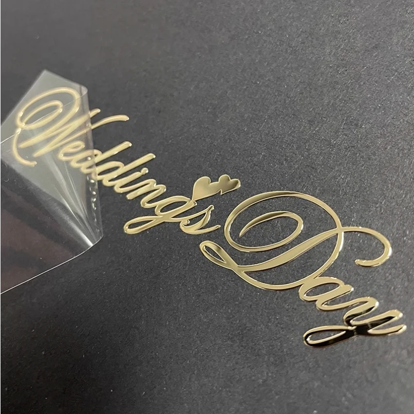 Creative English Wedding Day Wedding Invitation Decoration sticker Metal gold plated sticker Custom metal lettering
