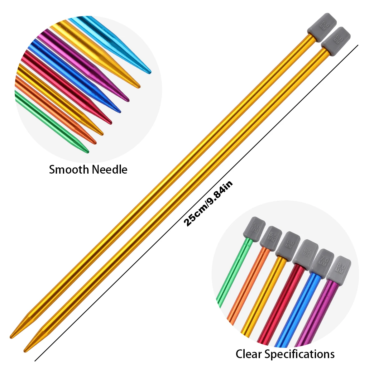Knitting Needles Knitting Supplies Knitting Material Knitting Craft Supplies 14PCS Stainless steel Knitting Needles Set Pointed Knitting Needles Crochet Supplies Beginners Handmade(2-10mm）