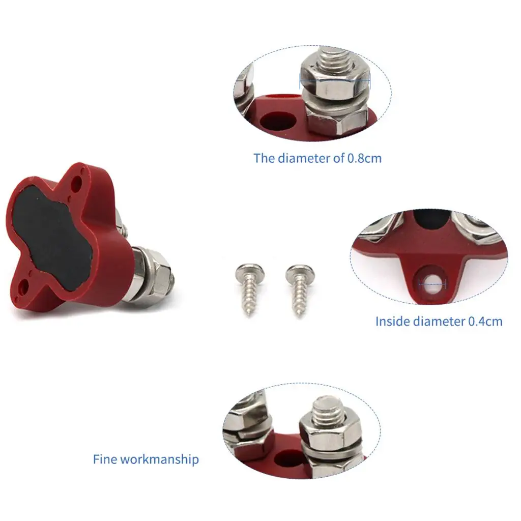 Red Junction Block Stainless Steel Insulated Terminal Stud M8