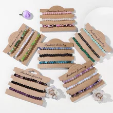  Hot Sale 3Pcs/Set Beaded Bracelet Set Natural Stone Bracelets Amethysts Black Onyx Yoga Energy Bracelets For Women Men Jewelry 