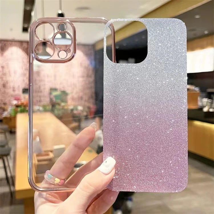 Bling Luxury Electroplate Glitter Shockproof Phone Case with Soft Bumper and Clear Back Cover