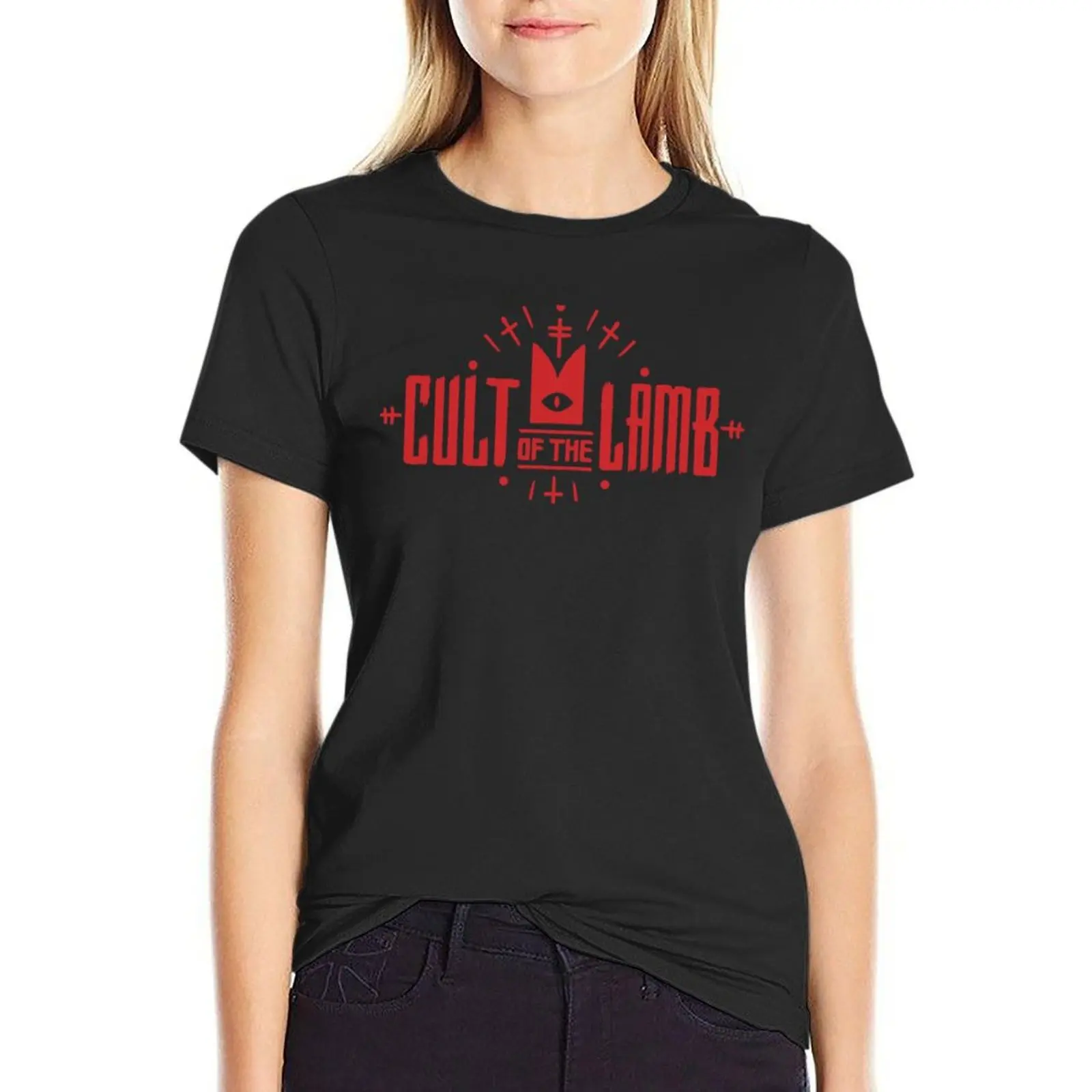 

Cult Of The Lamb T-shirt summer top Short sleeve tee Women's cotton t-shirt