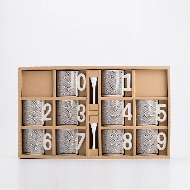 Digital Cup Set Couple Literary Pattern Coffee Cup Ceramic