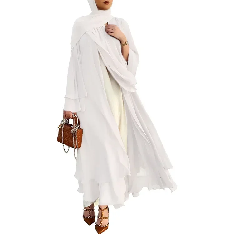 Open Abaya Kimono Dubai Muslim Hijab Dress Black Chiffon Abayas for Women Turkish Dresses Ramadan Eid Islam Clothing Kaftan Robe