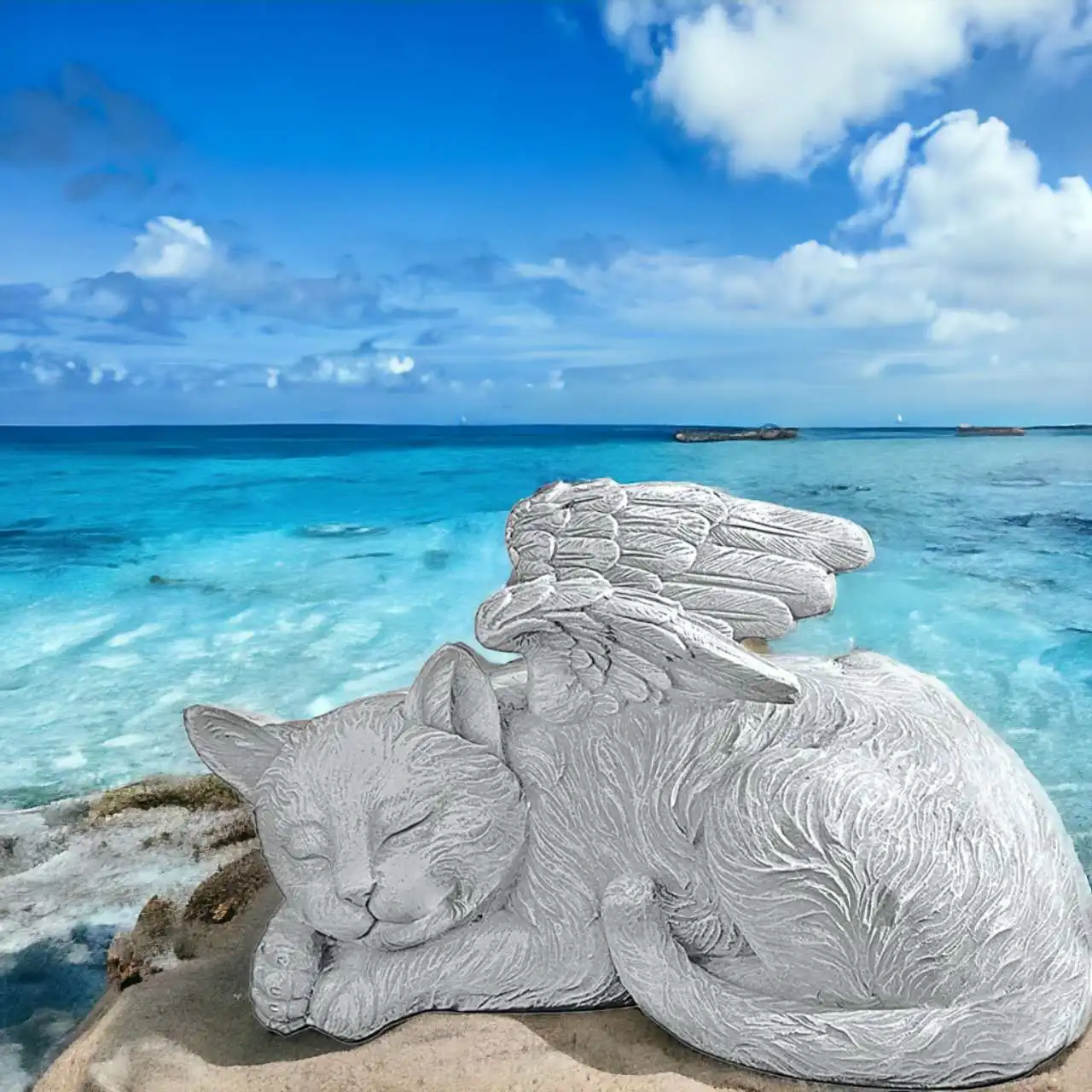 Angel Dog and Cat Memorial Resin Statue Garden Decoration