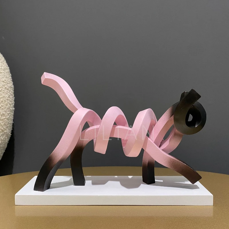 

Simple Cartoon Abstract Black and Pink Cat Animal Ornaments Creative Desktop Children's Room Bedroom Home Decorations