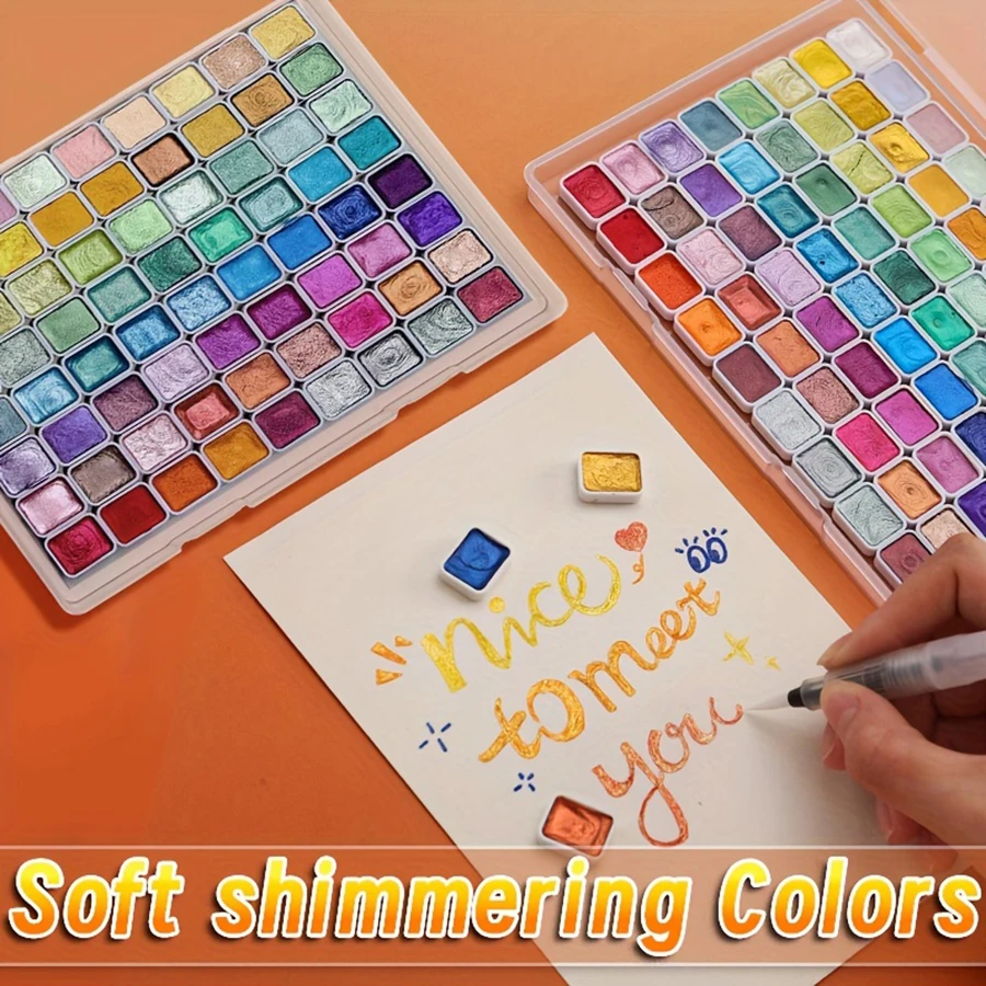 72-color pearlescent watercolor paint set - bright shining, professional coverage, light fastness - flash solid pigment 5